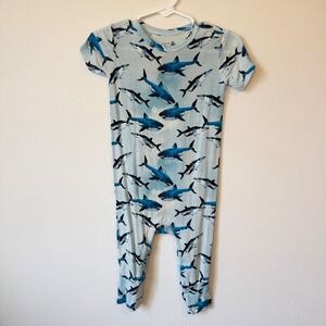 Posh Peanut Sharks Bamboo Viscose Short Sleeve Romper – 12-18 Months